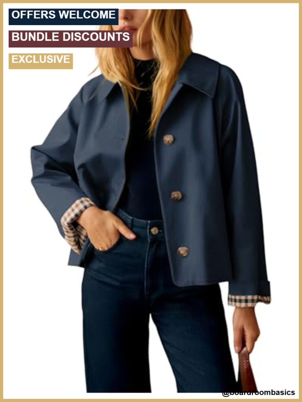 Oversize Trench Coat Plaid Lining Casual Lapel Jacket with Pockets